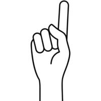 hand shows one index finger, few details, black and white, illustration line art vector