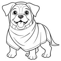 a cute american bulldog puppy dog dressed in halloween ghost boo costume with smile for coloring vector