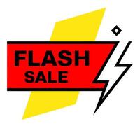 flash sale shopping poster or banner with flash icon and text on transparent, red and yellow vector