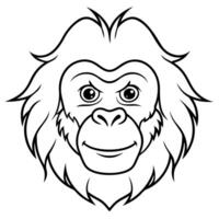 a orangutan head with white background, illustration line art vector