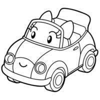 chibi cute kawaii convartible car, coloring pages for kids, cozy coloring pages, cute coloring vector