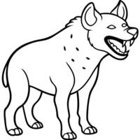 a hyena in its iconic laughing pose, illustration line art vector