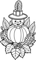 happy thanks giving poster design copy space without text, illustration line art vector