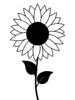 sunflower black silhouette with for white background, illustration line art vector