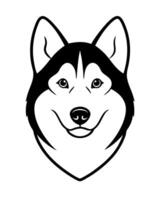 alaskian malamute dog entire head front view, illustration line art vector