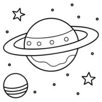 a coloring page of an space interstellar with no color just black lines, illustration line vector