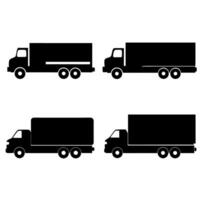 4 set of truck silhouette with a white background, illustration line art vector