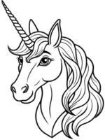 a mythical creature resembling a pure white horse, distinguished by a long, spiraled horn on its vector