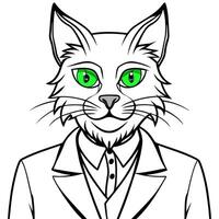 two color for a cat wearing a suit and tie with green eyes, a stock photo by hanns katz, vector