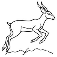 a gazelle mid-jump, evading predators in the wild, illustration line art vector