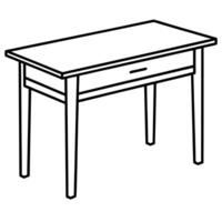 isolated study table on white background, illustration line art vector