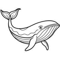 whale playing image walking background white, illustration line art vector