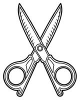 a detailed scissors, illustration line art vector