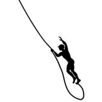 an image of climbing rope silhouette with a white background, illustration line art vector