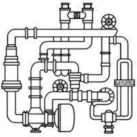 systemes of pipes, illustration line art vector