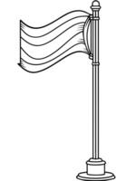 flag pole, illustration line art vector