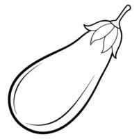 a simple eggplant white background, illustration line art vector