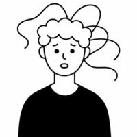 a person has chaos in his head, he is confused, illustration line art vector