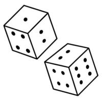 two dices 3d, illustration line art vector