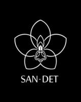 minimalist logo design featuring a color silver orchid on a black background include big front the vector