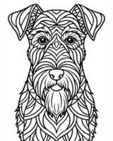 an intricate line art illustration of a airedale terrier filled with detailed patterns and vector