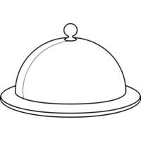 plate covered with cloche, illustration line art vector