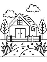 minecraft style, minimalism, a cozy minecraft wooden house surrounded by farmland include a garden vector