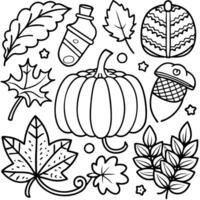 coloring pages patterns background autumn elements black and white, illustration line art vector