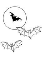 bats flying in front of a full moon - several bats with spread wings, flying in front of a large, vector