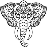 a detailed mandala design forming the shape of an elephant, with ornate patterns filling in the vector