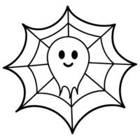 make halloween ghost spider web , illustration line art vector