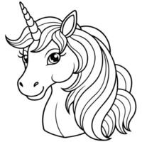 unicorn with a rainbow mane, illustration line art vector
