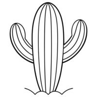 3d rendering of dynamic cactus with silhouette beautiful line art, illustration line art vector