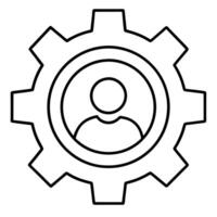 a gear with a person in the center, representing responsibility and strong principles, vector