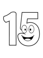 happy numbers 15, illustration line art vector