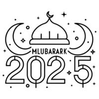 typography of ramadan mubarak 2025, illustration line art vector