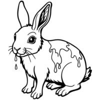 rabbit dipped in paint, illustration line art vector