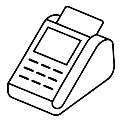 compact payment terminal, illustration line art