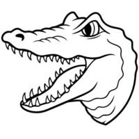 a crocodile with open jaws, sharp teeth, and rough skin details, illustration line art vector