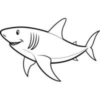 shark isolated on transparent background , illustration line art vector
