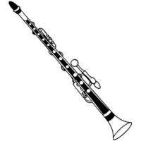an image of oboe silhouette with a white background, illustration line art vector