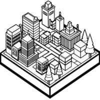 ciudad , 3d isometrico, illustration line art vector