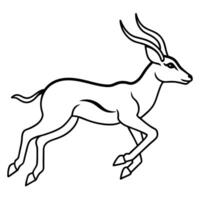 a gazelle mid-jump, evading predators in the wild, illustration line art vector