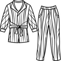 loungewear on white background, illustration line art vector