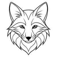 fox head line art , white background, illustration line art vector