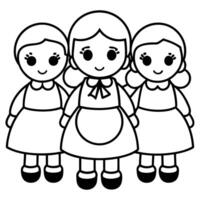 dolls, illustration line art vector