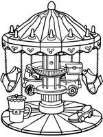 modern carousel made in the zentagle technique where instead of chairs, everyday objects rotate vector