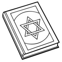 hanukkah storybook with a star of david, illustration line art vector