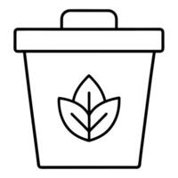 compost bin icon a simple, outlined compost bin icon with a leaf symbol, representing organic waste vector