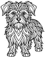 an intricate line art illustration of a affenpinscher filled with detailed patterns and geometric vector